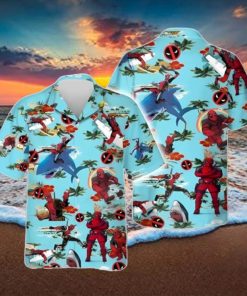 Marvel Hawaiian Shirt Deadpool Red Hibiscus Hawaiian Shirt Unique Gift