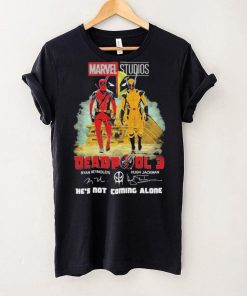 Marvel studios deadpool 3 ryan reynolds and hugh jackman he’s not coming alone shirt 1 Marvel studios deadpool 3 ryan reynolds and hugh jackman he’s not coming alone shirt