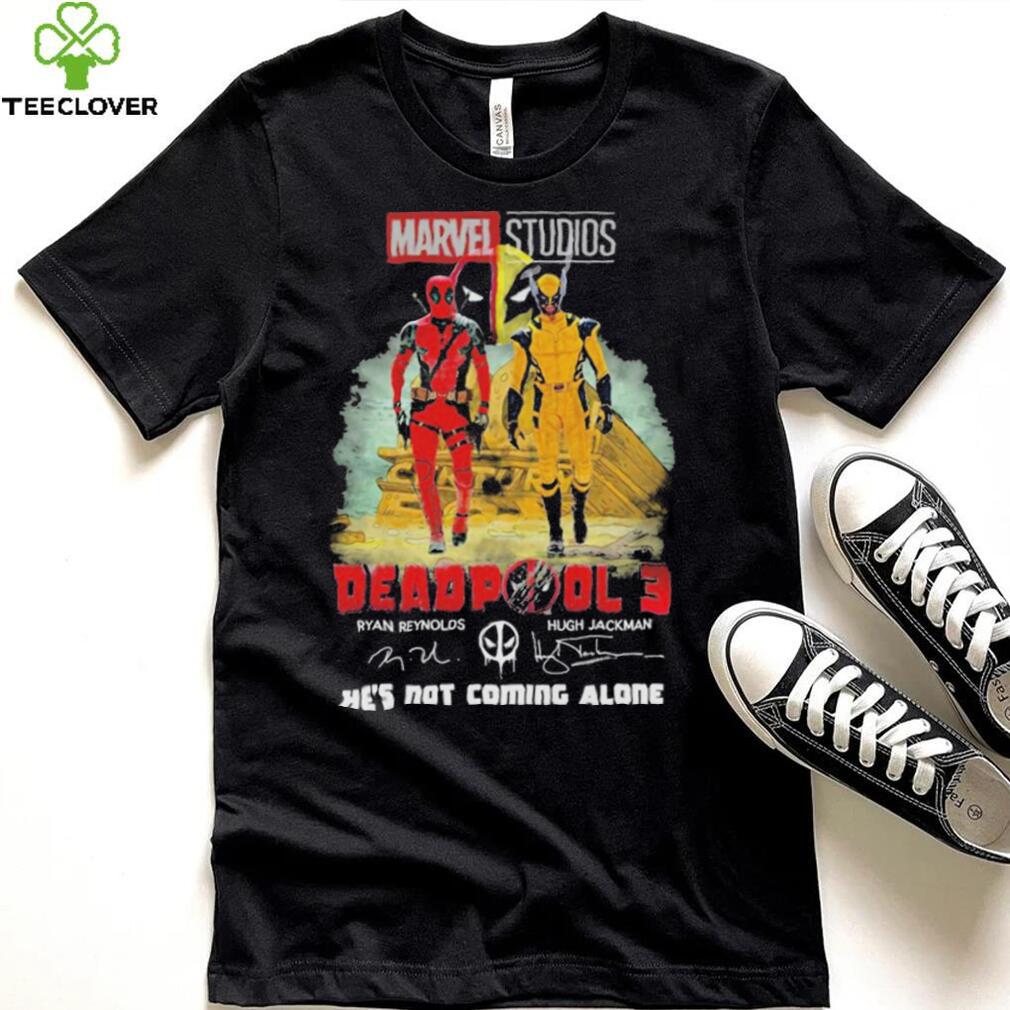 Marvel studios deadpool 3 ryan reynolds and hugh jackman he’s not coming alone shirt Marvel studios deadpool 3 ryan reynolds and hugh jackman he’s not coming alone shirt
