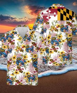 Maryland Flag Blue Crab, Cold Beer, Softball Hawaiian Shirt