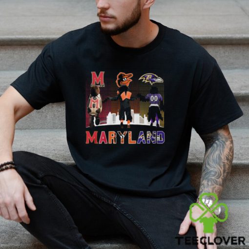 Maryland Sports Teams Mascots Maryland Terrapins, Baltimore Orioles And Baltimore Ravens Champions Shirt