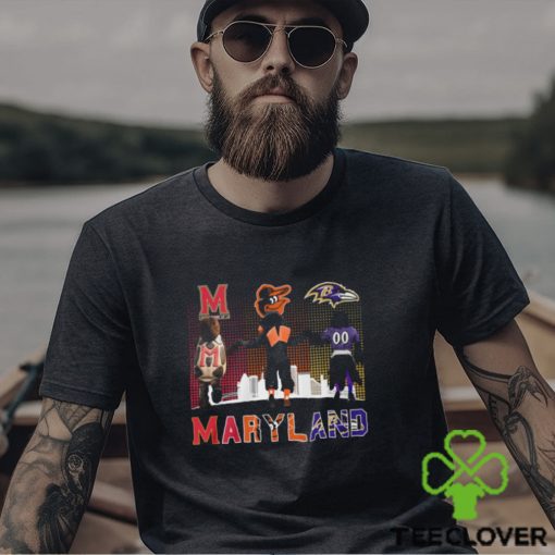 Maryland Sports Teams Mascots Maryland Terrapins, Baltimore Orioles And Baltimore Ravens Champions Shirt