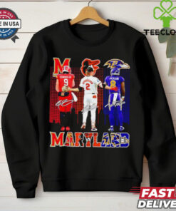 Maryland Terrapins Edwards Jr x Orioles Henderson x Ravens Jackson skyline shirt