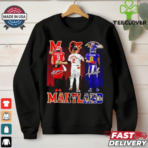 Maryland Terrapins Edwards Jr x Orioles Henderson x Ravens Jackson skyline shirt