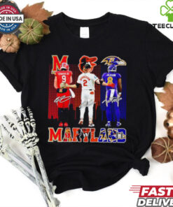 Maryland Terrapins Edwards Jr x Orioles Henderson x Ravens Jackson skyline shirt