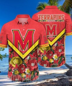 Maryland Terrapins NCAA Flower Unisex Full Print Hawaiian Shirt
