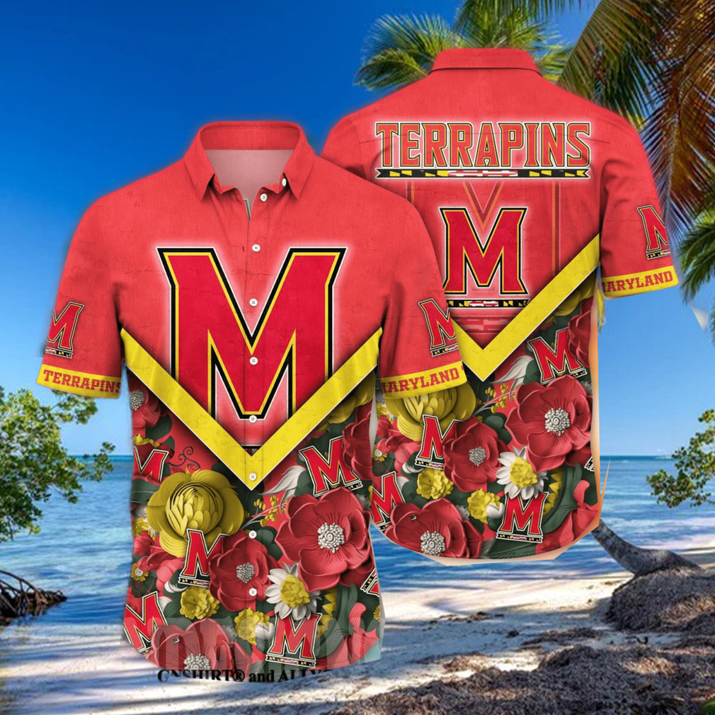 Maryland Terrapins NCAA Flower Unisex Full Print Hawaiian Shirt Maryland Terrapins NCAA Flower Unisex Full Print Hawaiian Shirt