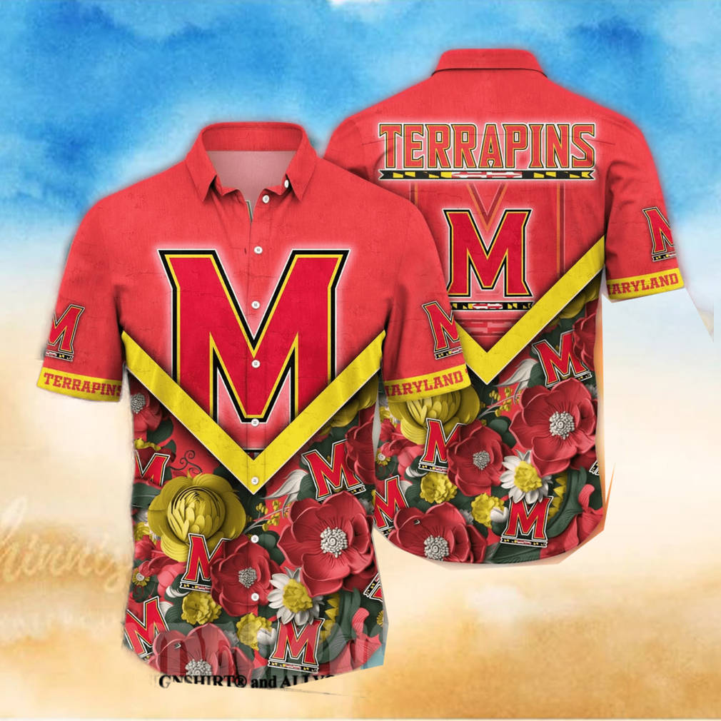 Maryland Terrapins NCAA Flower Unisex Full Print Hawaiian Shirt Maryland Terrapins NCAA Flower Unisex Full Print Hawaiian Shirt