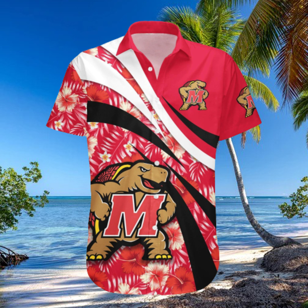Maryland Terrapins NCAA Hibiscus Flower Pattern Aloha Hawaiian Shirt Maryland Terrapins NCAA Hibiscus Flower Pattern Aloha Hawaiian Shirt