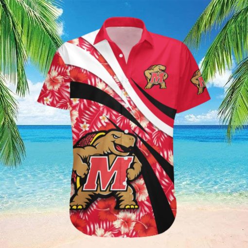 Maryland Terrapins NCAA Hibiscus Flower Pattern Aloha Hawaiian Shirt