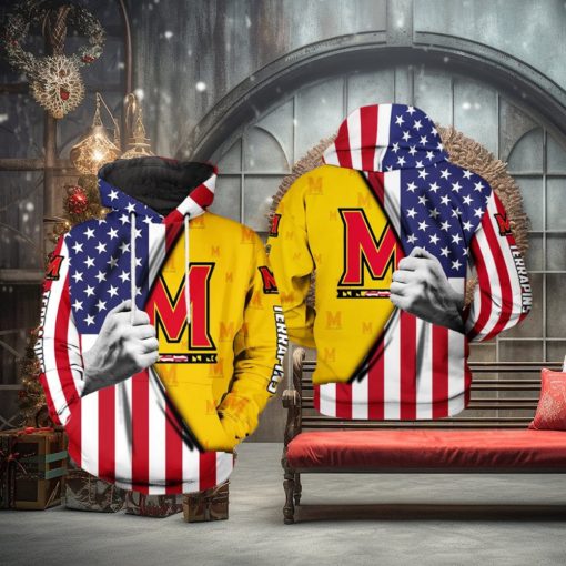 Maryland Terrapins NCAA US Flag 3D Printed Hoodie