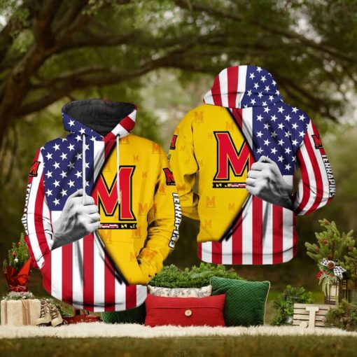 Maryland Terrapins NCAA US Flag 3D Printed Hoodie
