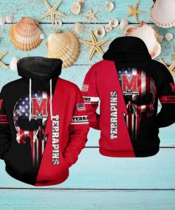 Maryland Terrapins NCAA US Flag Skull 3D Printed Hoodie