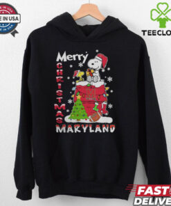 Maryland Terrapins Snoopy And Woodstock Merry Christmas Shirt