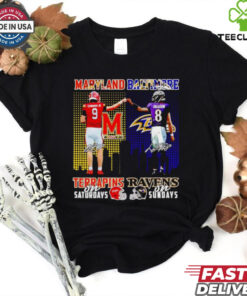 Maryland Terrapins on Saturdays and Baltimore Ravens on Sundays Edwards Jr and Jackson signatures shirt