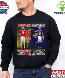 Maryland Terrapins on Saturdays and Baltimore Ravens on Sundays Edwards Jr and Jackson signatures shirt