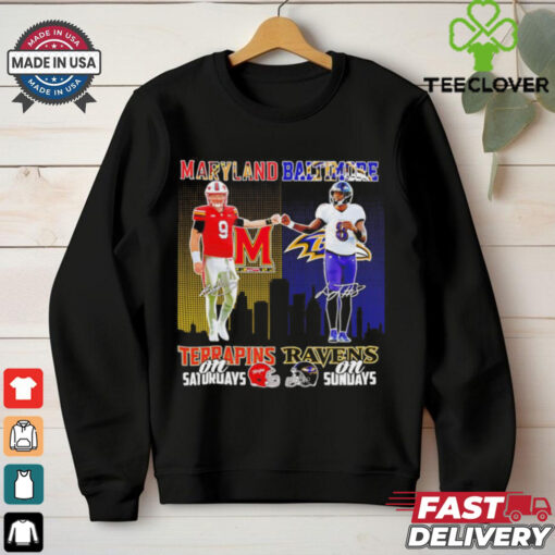 Maryland Terrapins on Saturdays x Baltimore Ravens on Sundays skyline shirt