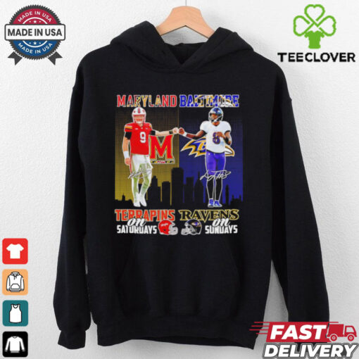 Maryland Terrapins on Saturdays x Baltimore Ravens on Sundays skyline shirt