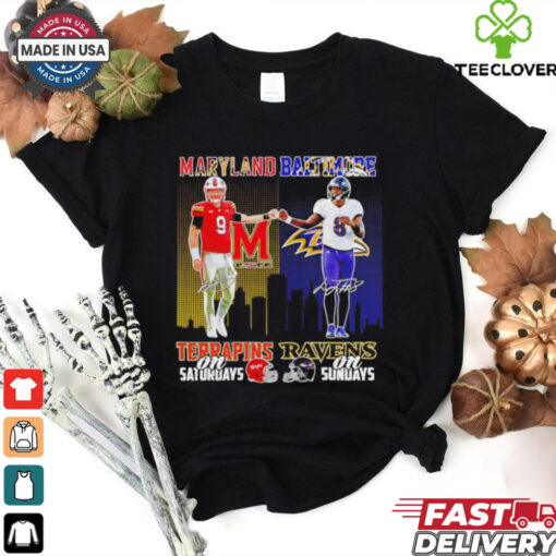 Maryland Terrapins on Saturdays x Baltimore Ravens on Sundays skyline shirt