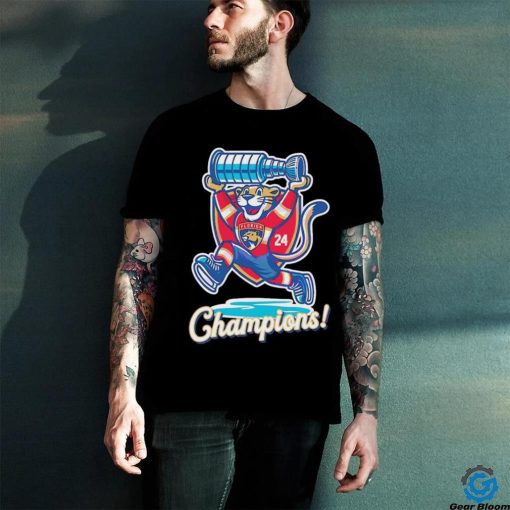Mascot Florida Panthers raising cup Champions 2024 shirt