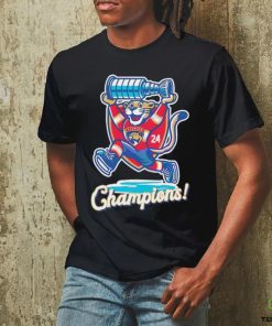 Mascot Florida Panthers raising cup Champions 2024 shirt