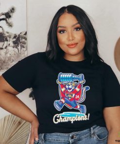 Mascot Florida Panthers raising cup Champions 2024 shirt