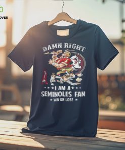 Mascot damn right I am a florida state seminoles fan win or lose 2023 hoodie, sweater, longsleeve, shirt v-neck, t-shirt