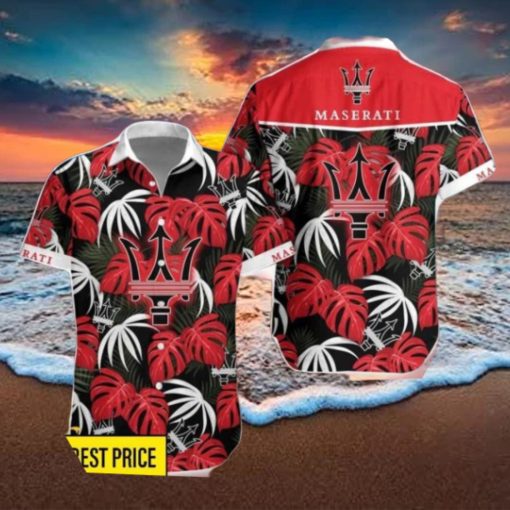 Maserati Leaf Pattern Tropical Hawaiian Shirt And Shorts Beach Gift