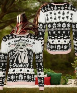 Master Yoda Galaxy’s Greetings Snowflake Pattern Holiday Ugly Christmas Sweater