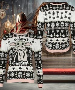 Master Yoda Galaxy’s Greetings Snowflake Pattern Holiday Ugly Christmas Sweater