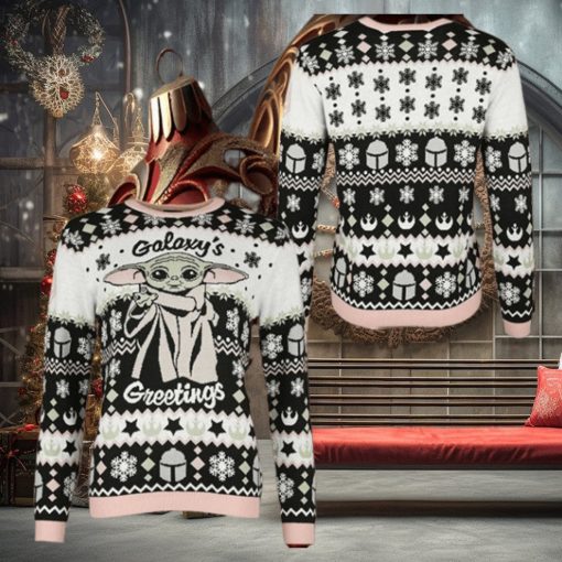 Master Yoda Galaxy’s Greetings Snowflake Pattern Holiday Ugly Christmas Sweater