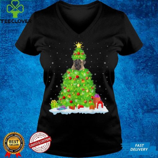 Mastiff Dog Xmas Lighting Tree Mastiff Christmas Shirt