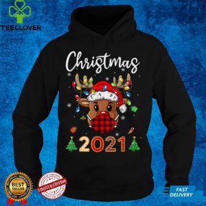 Matching Family Christmas 2021 Plaid Mask Rudolph Reindeer T Shirt 4