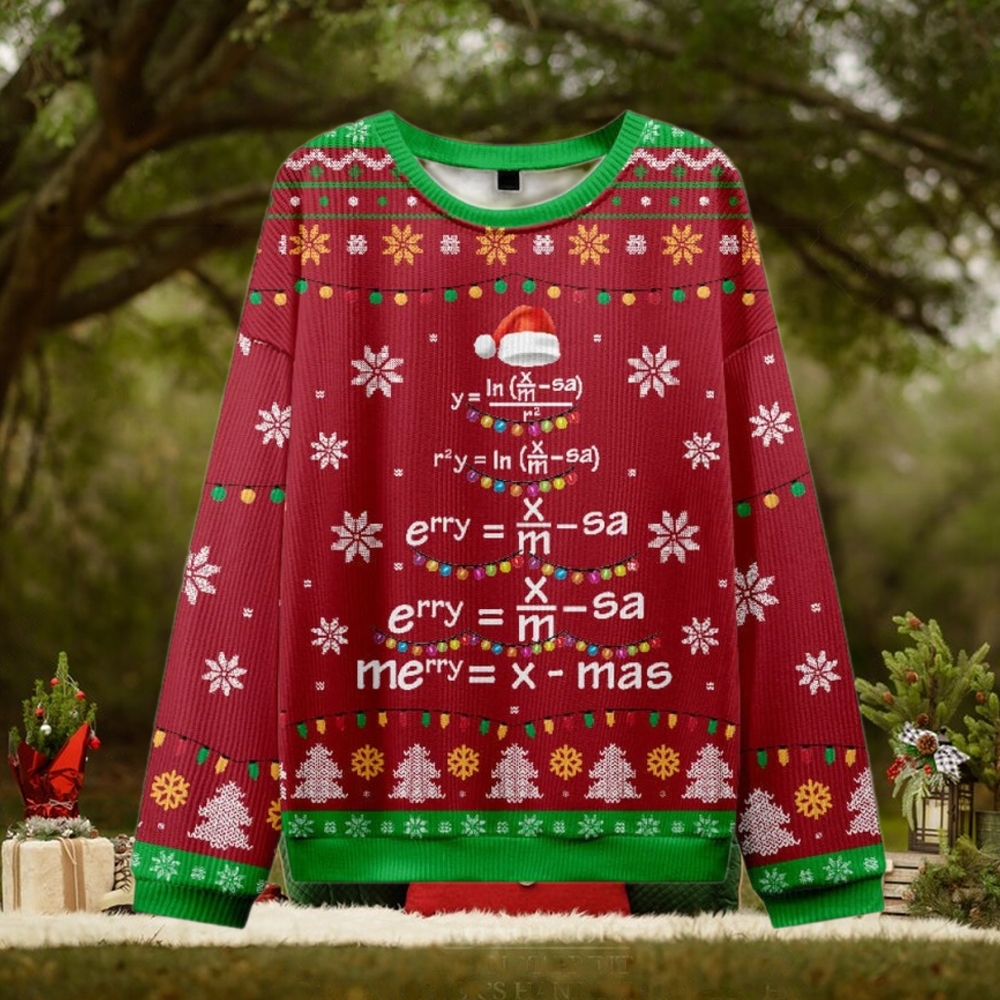 Math Merry Xmas Tree Red Ugly Christmas Sweater Math Merry Xmas Tree Red Ugly Christmas Sweater
