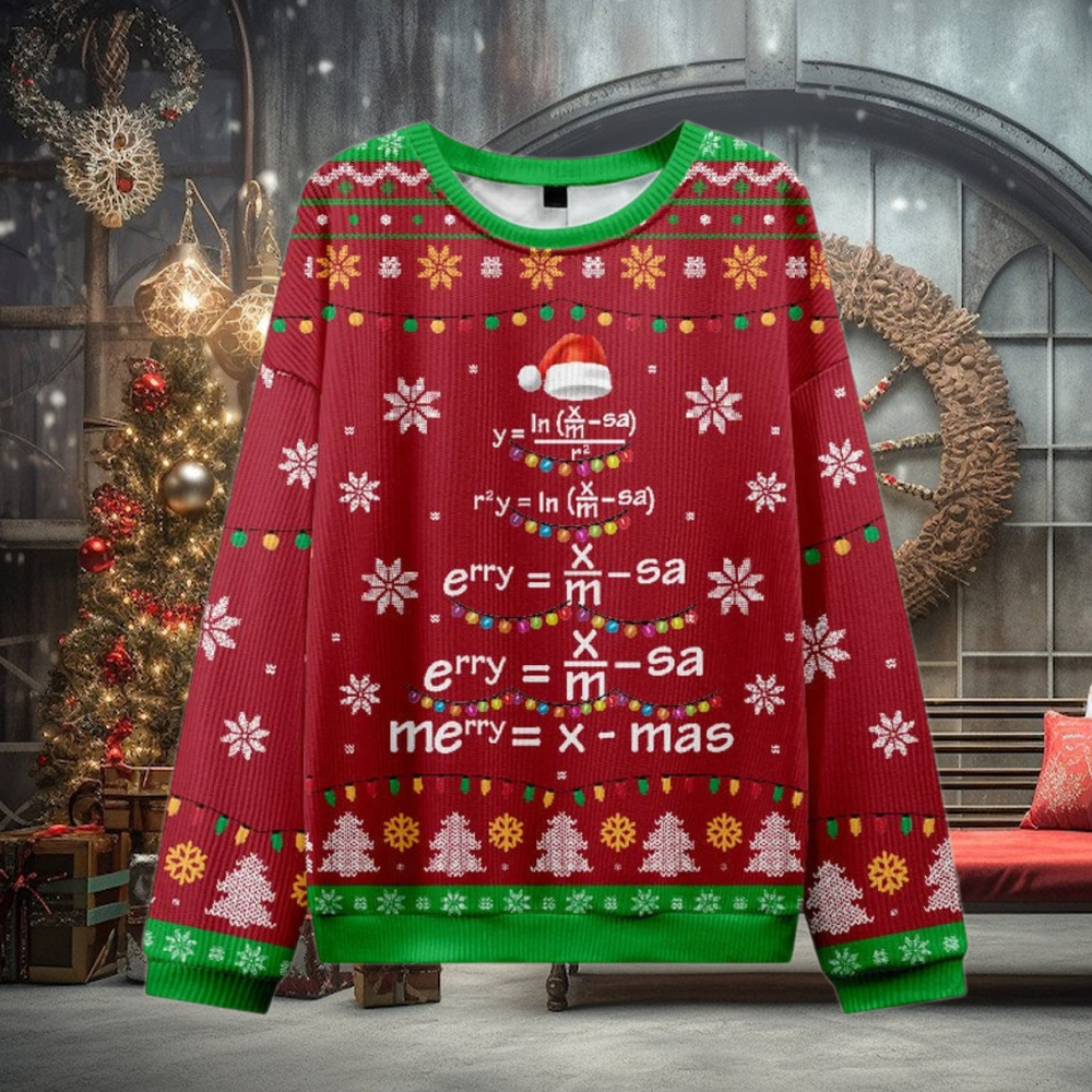 Math Merry Xmas Tree Red Ugly Christmas Sweater Math Merry Xmas Tree Red Ugly Christmas Sweater