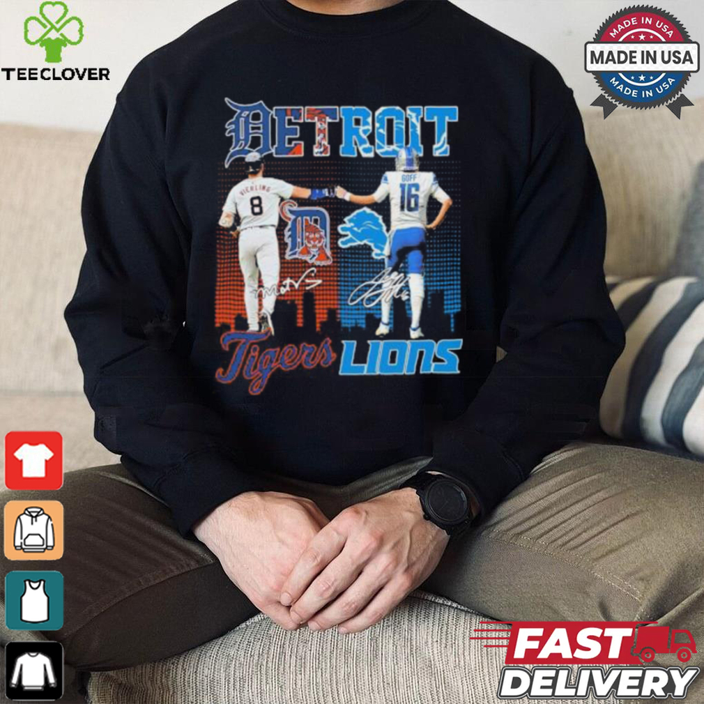 Matt Vierling Detroit Tigers X Jared Goff Detroit Lions Signatures Shirt Matt Vierling Detroit Tigers X Jared Goff Detroit Lions Signatures Shirt