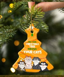 May Your Christmas Tree Survive   Gift For Cat Lovers   Personalized Tree Ceramic Ornament