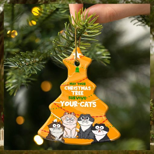 May Your Christmas Tree Survive   Gift For Cat Lovers   Personalized Tree Ceramic Ornament