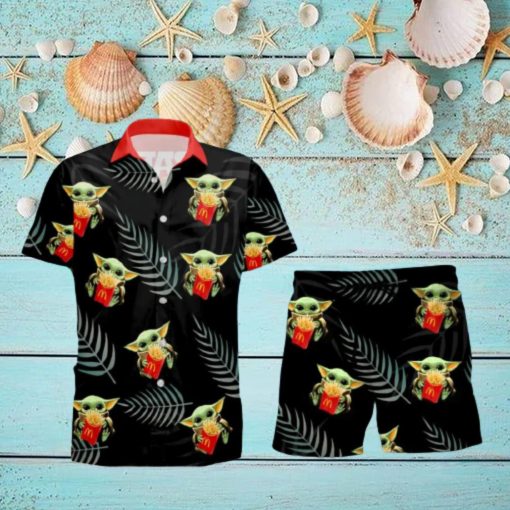 McDonald s Baby Yoda Hug Tropical Hawaiian Shirt And Shorts Aloha Summer Gift For Men And Women