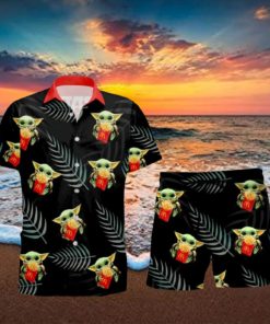 McDonald s Baby Yoda Hug Tropical Hawaiian Shirt And Shorts Aloha Summer Gift For Men And Women