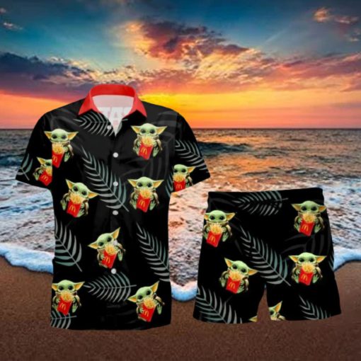 McDonald s Baby Yoda Hug Tropical Hawaiian Shirt And Shorts Aloha Summer Gift For Men And Women