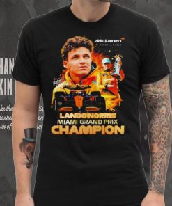 Mclaren Formula 1 team Lando Norris Miami Grand Prix champion signature shirt