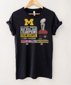 Mden Merch Michigan Beat Alabama Football 2024 Rose Bowl Game Champions Score 27 20 Shirt