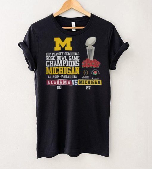 Mden Merch Michigan Beat Alabama Football 2024 Rose Bowl Game Champions Score 27 20 Shirt