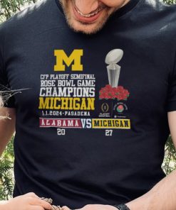 Mden Merch Michigan Beat Alabama Football 2024 Rose Bowl Game Champions Score 27 20 Shirt