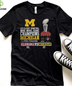 Mden Merch Michigan Beat Alabama Football 2024 Rose Bowl Game Champions Score 27 20 Shirt