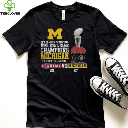 Mden Merch Michigan Beat Alabama Football 2024 Rose Bowl Game Champions Score 27 20 Shirt