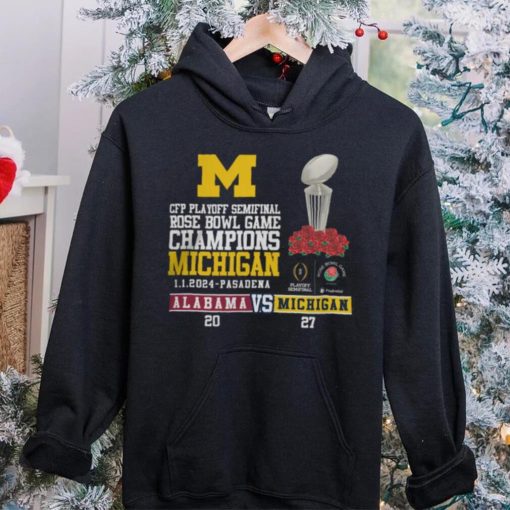 Mden Merch Michigan Beat Alabama Football 2024 Rose Bowl Game Champions Score 27 20 Shirt