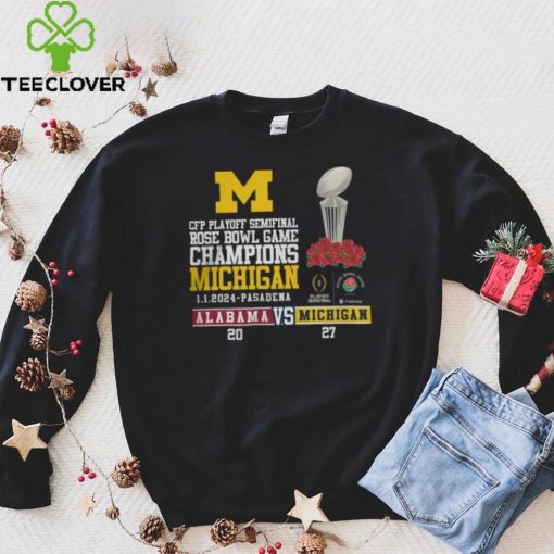 Mden Merch Michigan Beat Alabama Football 2024 Rose Bowl Game Champions Score 27 20 Shirt