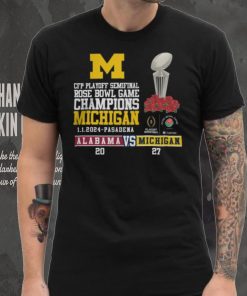 Mden Merch Michigan Beat Alabama Football 2024 Rose Bowl Game Champions Score 27 20 Shirt